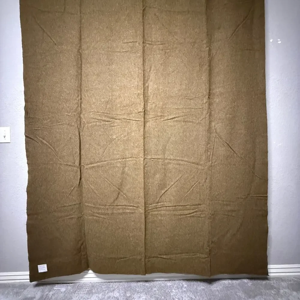 Vtg 1951 100% wool Army blanket - Pristine condition! Drab olive green 89 x 66